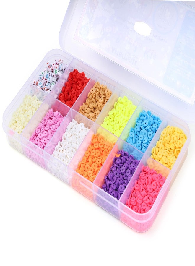 ambitieux Kids Craft Toy DIY Bracelet Making Beads Kit - 11 Colors of Clay, Alphabet, Thread Cutter, Elastic Thread, Jute Bag 5000+ pcs Beads for Crafting - Image 5